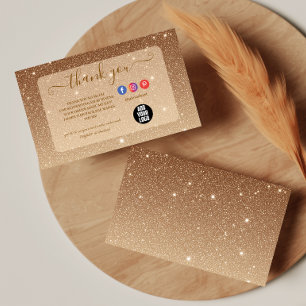 Tarjeta De Agradecimiento Oro de Lujo Brillo Destello Negocios