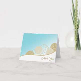 Tarjeta De Agradecimiento Oro de voleibol y azul gracias