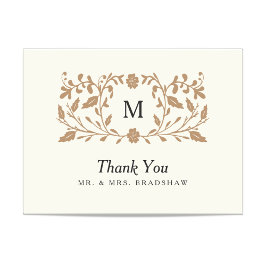 Tarjeta De Agradecimiento Oro del vintage floral