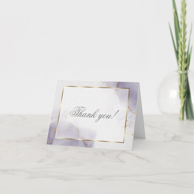 Tarjeta De Agradecimiento Oro Dusty Pluma Púrpura (Anverso)