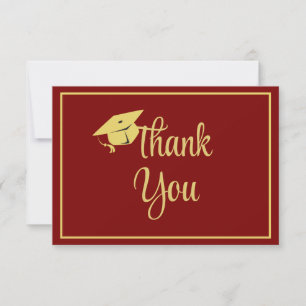 Tarjeta De Agradecimiento Oro elegante de estilo clásico en graduación azul