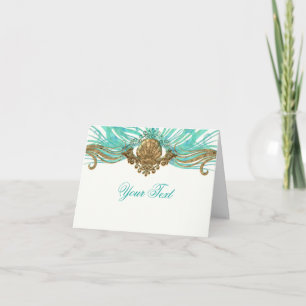 Tarjeta De Agradecimiento Oro & Glam de Mar Concha de Mar Playa Gracias Dobl