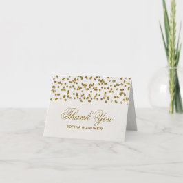 Tarjeta De Agradecimiento Oro Glamour Brillo Confeti Gracias