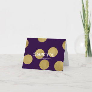 Tarjeta De Agradecimiento Oro Glitz y puntos púrpura