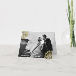 Tarjeta De Agradecimiento Oro GRACIAS boda de FOTOS de Mandala India