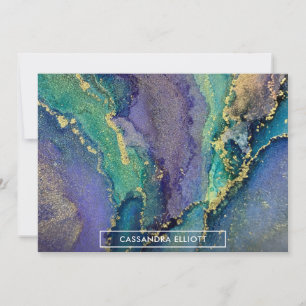 Tarjeta De Agradecimiento Oro multicolor Tinta de alcohol líquido abstracto
