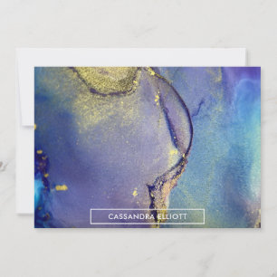 Tarjeta De Agradecimiento Oro multicolor Tinta de alcohol líquido abstracto 