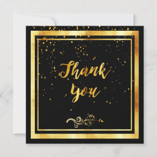 Tarjeta De Agradecimiento Oro negro elegante gracias 