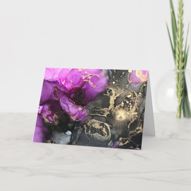 Tarjeta De Agradecimiento Oro negro rosado Celestial Heavens Blank Notecard (Anverso)
