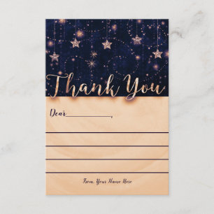 Tarjeta De Agradecimiento Oro Púrpura Bajo las Estrellas Noche Estrellada Gr
