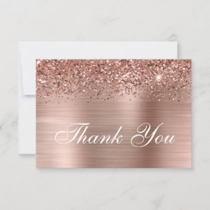 Tarjeta De Agradecimiento Oro Rosa Brillante y Hojalata Ombre