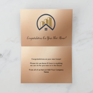 Tarjeta De Agradecimiento Oro rosa   Inmobiliaria de color rojo