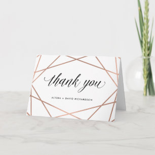 Tarjeta De Agradecimiento Oro Rosa minimalista moderno en blanco   Gracias