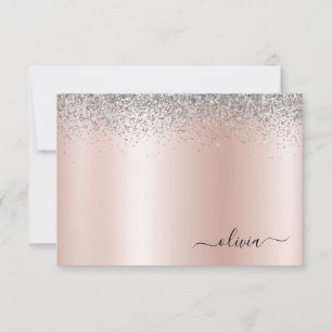 Tarjeta De Agradecimiento Oro Rosa - Monograma Purpurina Rubor rosado platea