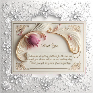 Tarjeta De Agradecimiento Oro Suave Grandiosidad Barroca con Remolino Floral