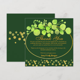 Tarjeta De Agradecimiento Oro verde oscuro Wreath Eucalyptus Botánico