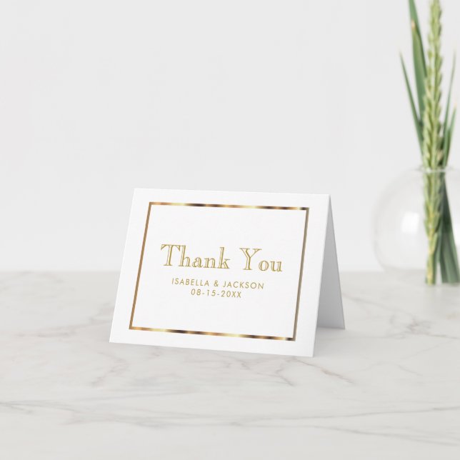 Tarjeta De Agradecimiento Oro y Blanco - Gracias (Anverso)