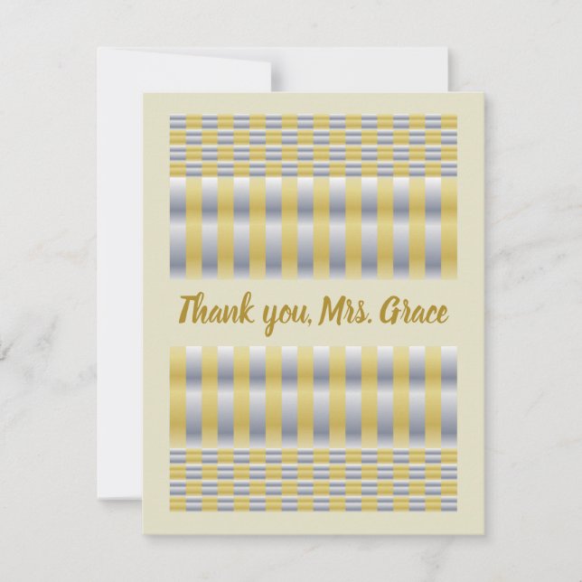 Tarjeta De Agradecimiento Oro y plata (chequeros y rayas) (Anverso)