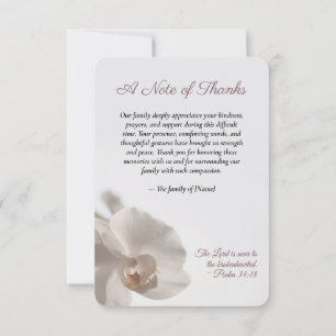 Tarjeta De Agradecimiento Orquídea Blanca Minimalista Memorial