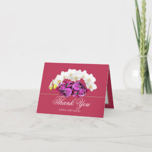 Tarjeta De Agradecimiento Orquídea Blanca y Peonía Rosa Botánico Gracias