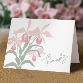 Tarjeta De Agradecimiento Orquídea Cattleya floral moderna rosa polvoriento