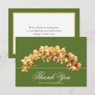 Tarjeta De Agradecimiento Orquídea Dorada Arco Floral Botánico Chic Gracias