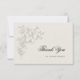 Tarjeta De Agradecimiento Orquídea Elevada Ecru Formal Tradicional Boda