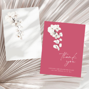Tarjeta De Agradecimiento Orquídea floral moderna magenta rosa blanca