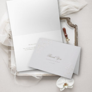 Tarjeta De Agradecimiento Orquídea Formal Clásico Falso Marfil Boda
