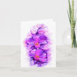 Tarjeta De Agradecimiento Orquídea morada acuarela
