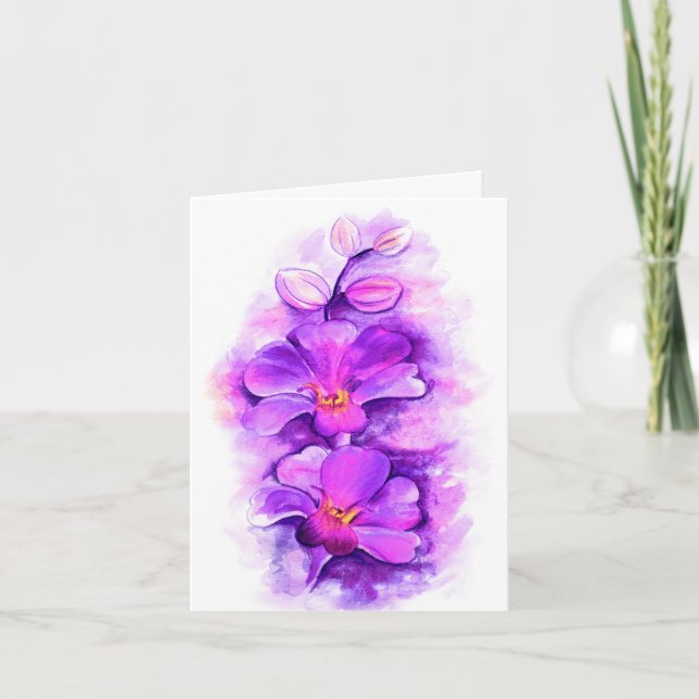 Tarjeta De Agradecimiento Orquídea morada acuarela (Anverso)