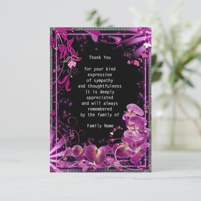 Tarjeta De Agradecimiento Orquídea púrpura (Anverso de pie)