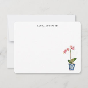 Tarjeta De Agradecimiento Orquídea Rosa Acuarela 