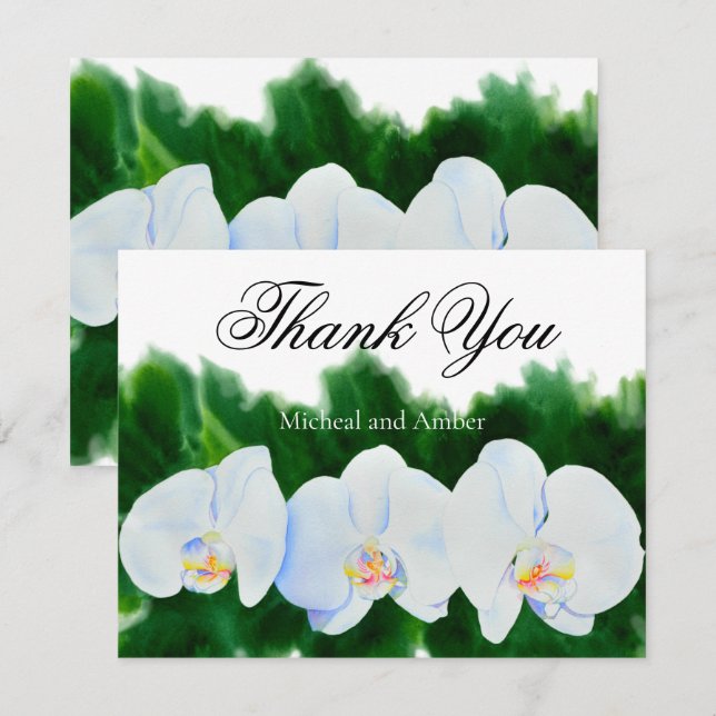Tarjeta De Agradecimiento orquídeas blancas (Anverso / Reverso)