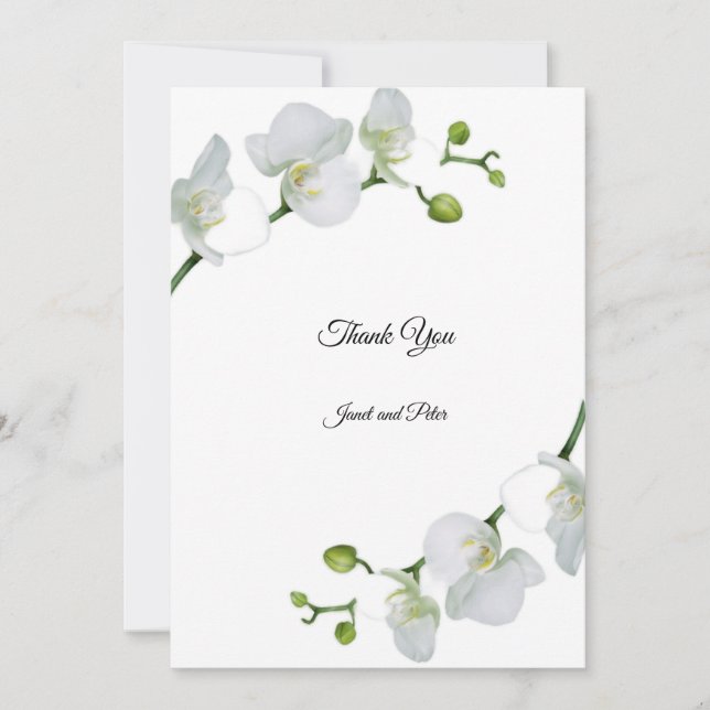 Tarjeta De Agradecimiento Orquídeas blancas elegantes   (Anverso)