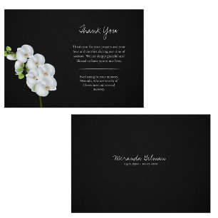 Tarjeta De Agradecimiento Orquídeas blancas fondo fondo negro Funeral ortodo