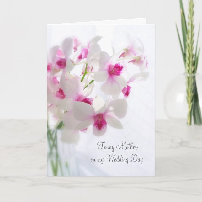 Tarjeta De Agradecimiento Orquídeas blancas Gracias madre por mi Boda (Anverso)