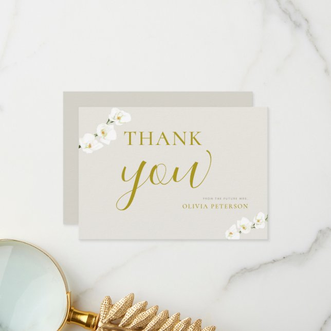Tarjeta De Agradecimiento Orquídeas Blancas Sencillas Y Elegantes Pareja De  (Anverso/Reverso In Situ)
