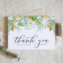 Tarjeta De Agradecimiento Orquídeas blancas y Boda tropical del Kumquat