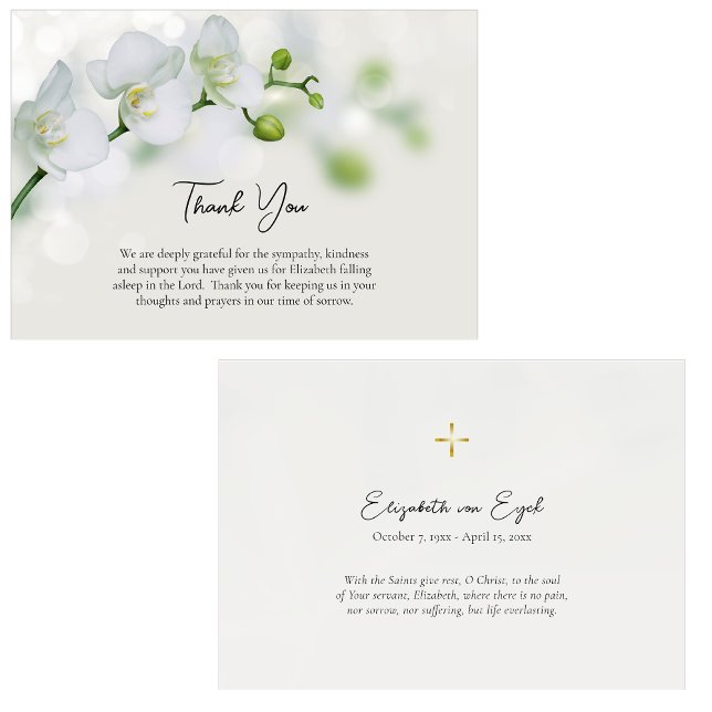 Tarjeta De Agradecimiento Orquídeas Elegantes Funeral Cristiano Ortodoxo (Subido por el creador)