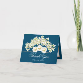 Tarjeta De Agradecimiento Orquídeas Elegantes y Rosas Blancas Botánicas Grac