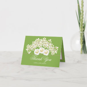 Tarjeta De Agradecimiento Orquídeas Elegantes y Rosas Blancas Botánicas Grac