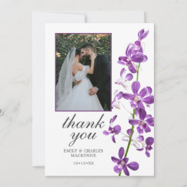 Tarjeta De Agradecimiento Orquídeas Púrpura, Boda Elegante Moderna Gracias C