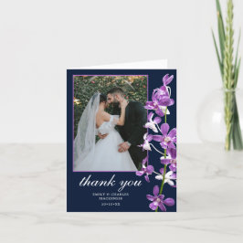 Tarjeta De Agradecimiento Orquídeas Púrpura, Boda Elegante Moderna Gracias C