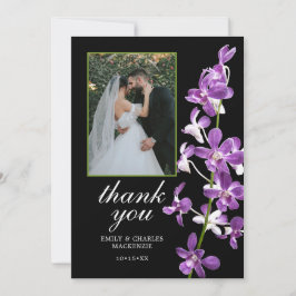 Tarjeta De Agradecimiento Orquídeas Púrpura, Boda Elegante Moderna Gracias C