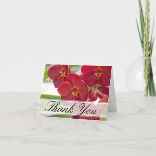 Tarjeta De Agradecimiento Orquídeas Rojas Elegantes Gracias