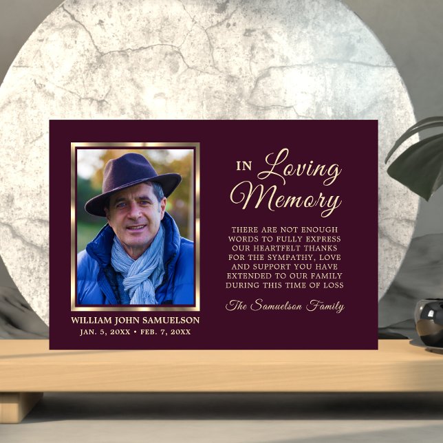 Tarjeta De Agradecimiento Ortografía: Burgundy Sympathy Funeral Memory (Memo (Subido por el creador)
