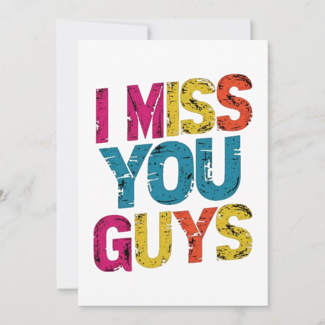 Tarjeta De Agradecimiento Os echo de menos chicos (Anverso)