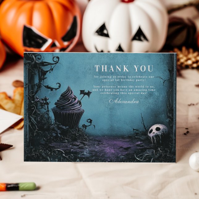 Tarjeta De Agradecimiento Oscuro elegante Spookone UN cumpleaños (Subido por el creador)