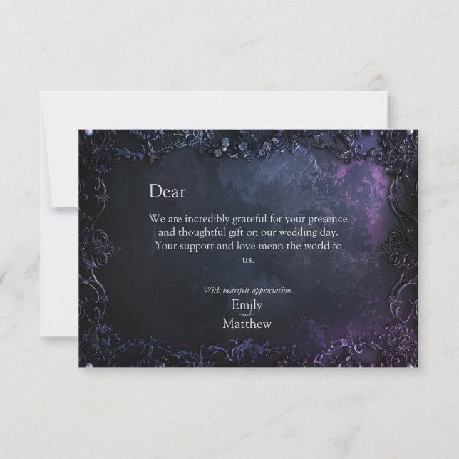 Tarjeta De Agradecimiento Oscuro Midnight Elegancia gótica (Anverso)